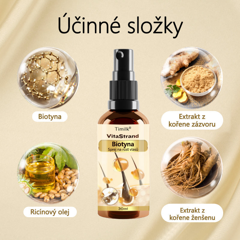 Timilk® VitaStrand Biotin Hair Growth Spray✅ Husté, lesklé vlasy za pouhých několik týdnů
